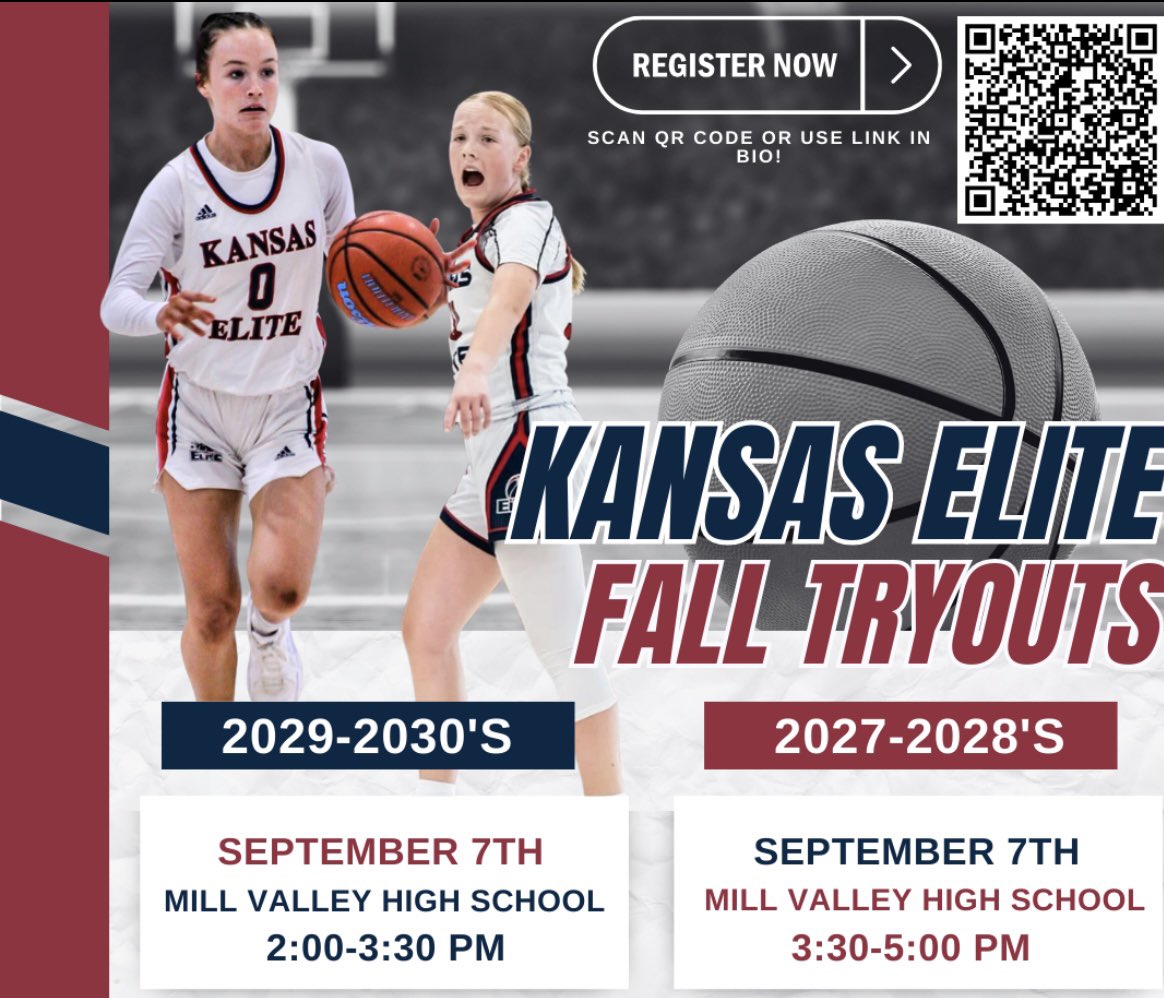 Fall Tryouts/ Evaluations in 10 days !!
Come join a 35 year strong program committed to teaching fundamentals. developing well rounded players at both ends of the court and prioritizing regional exposure.  We ask everyone (new and existing players) to register using the QR Code.