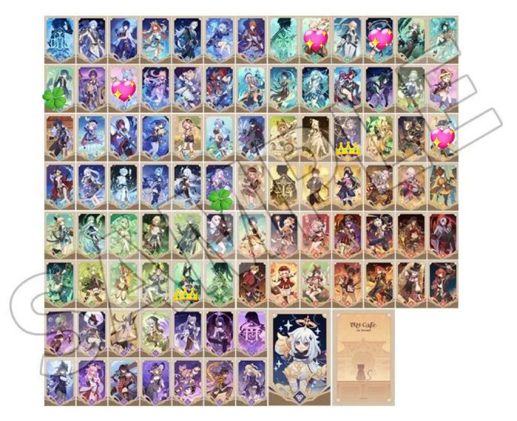 交換 仮約束】原神 七聖召喚 韓国カフェ 譲)画像参照 スタンプ以外 求