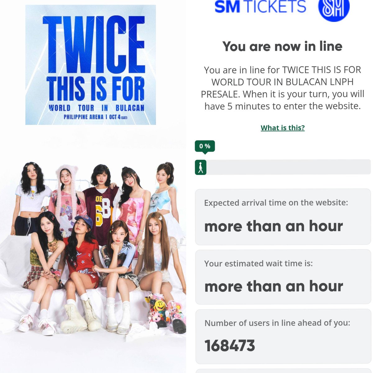 philconcerts's tweet photo. LNPH Presale queue for the 'Twice This Is For in Bulacan' has reached over 168,000. https://t.co/JZFmSpVDv0