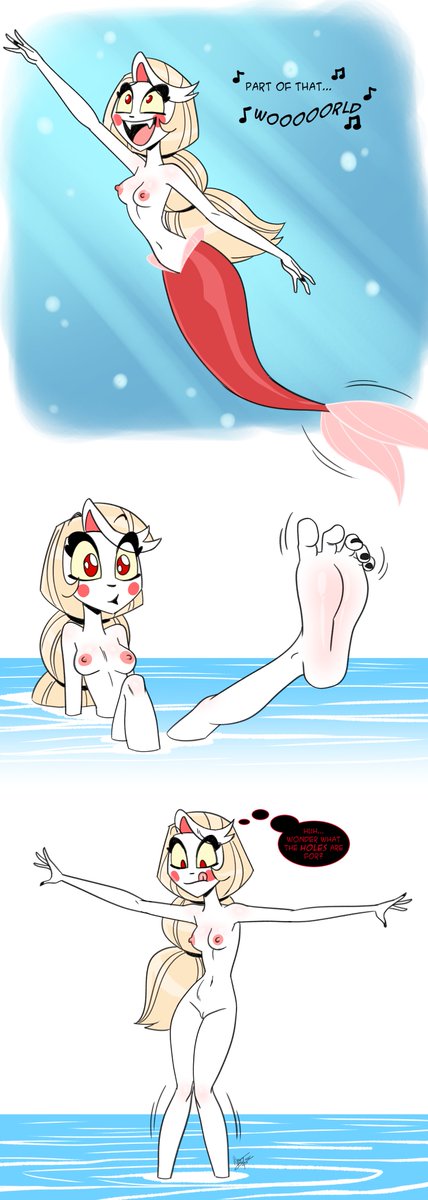 As summer comes to a close, I figured this would make for a fun last beach-y type commission, based on a Hazbin Hotel AU I'm somewhat obsessed with. Big thanks to <a href="/Warren_Aeolus/">Aeolus (COMMISSIONS CURRENTLY CLOSED)</a> for another absolutely adorable Charlie 😁