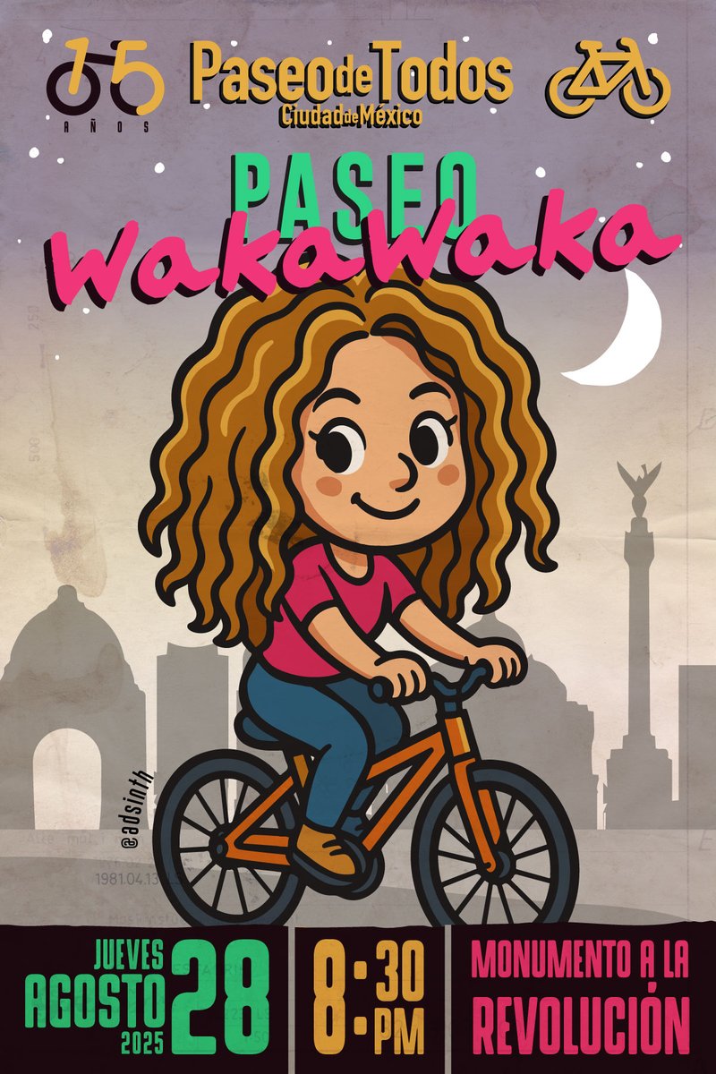 PaseodeTodos's tweet image. Esta bici es mía, pero el paseo es de todos. 🚲🙌

#PaseoWakaWaka #RuraWakaWaka

- Jueves 29 Agosto 2025
- Monumento a la Revolución #CDMX
- 8:30PM

#DisfrutadelaCiudadRodando
#15añosdePaseodeTodos
