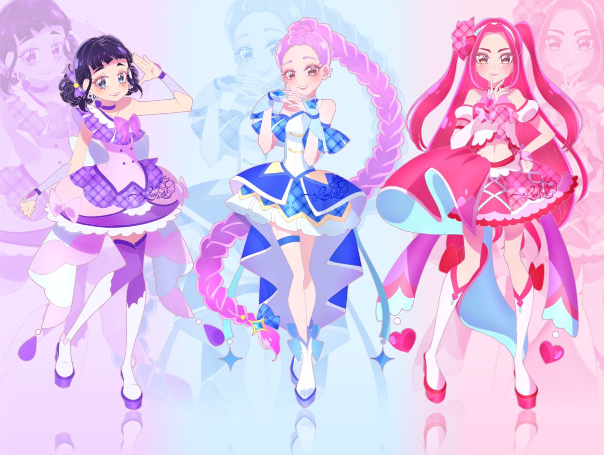 Liny_u3u's tweet image. &amp;lt;⁠(⁠￣⁠︶⁠￣⁠)⁠&amp;gt;💜🩵🩷✨
#precure #キミプリ #KPOPDEMONHUNTERS