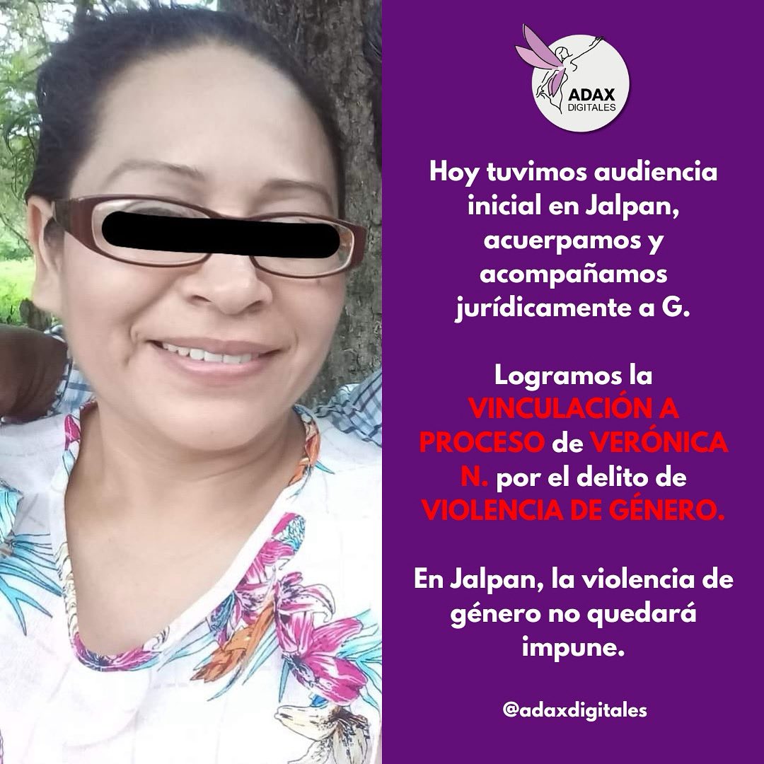 Hoy acompañamos y acuerpamos jurídicamente a G., víctima de violencia en Jalpan de Serra. Logramos la VINCULACIÓN A PROCESO de Verónica N. por el delito de VIOLENCIA DE GÉNERO.

En Jalpan reafirmamos: las mujeres no están solas y la violencia no quedará impune.