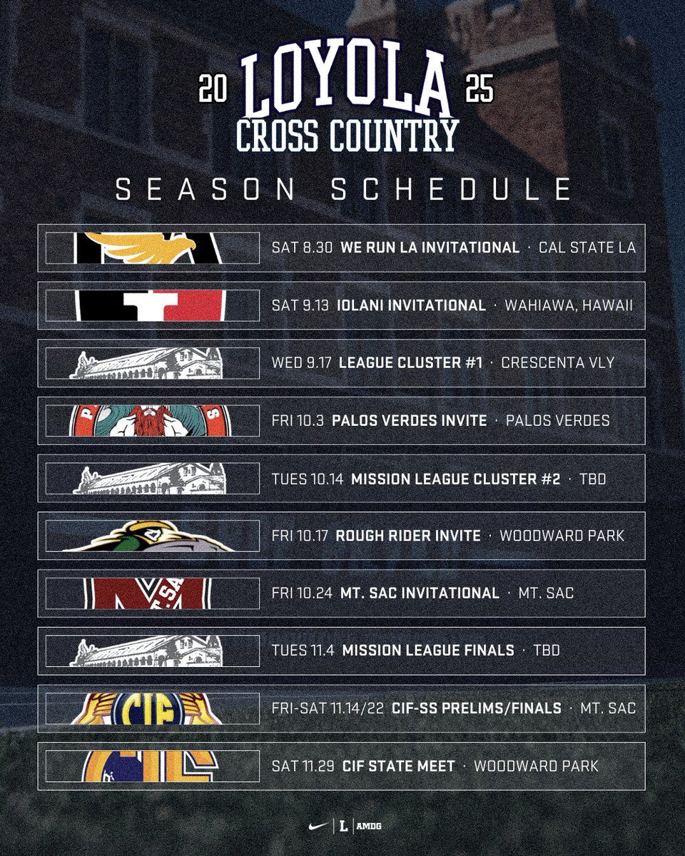📅 𝟐𝟎𝟐𝟓 𝐒𝐂𝐇𝐄𝐃𝐔𝐋𝐄 • Ready to run!

#LoyolaTFXC | #GoCubs