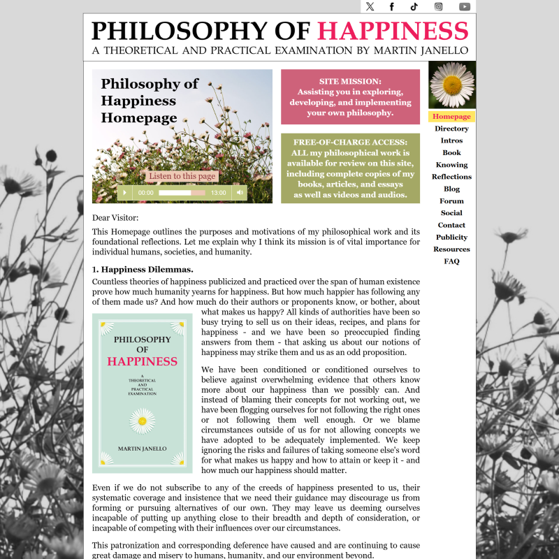 martinjanello's tweet photo. Downtrodden, upset, or confused by how your life or the world is going? Wondering what to do? Reflection advances realization. My philosophical work can assist you. Access all of it free below. And please repost this resource for improving individual and collective existence. 🙏