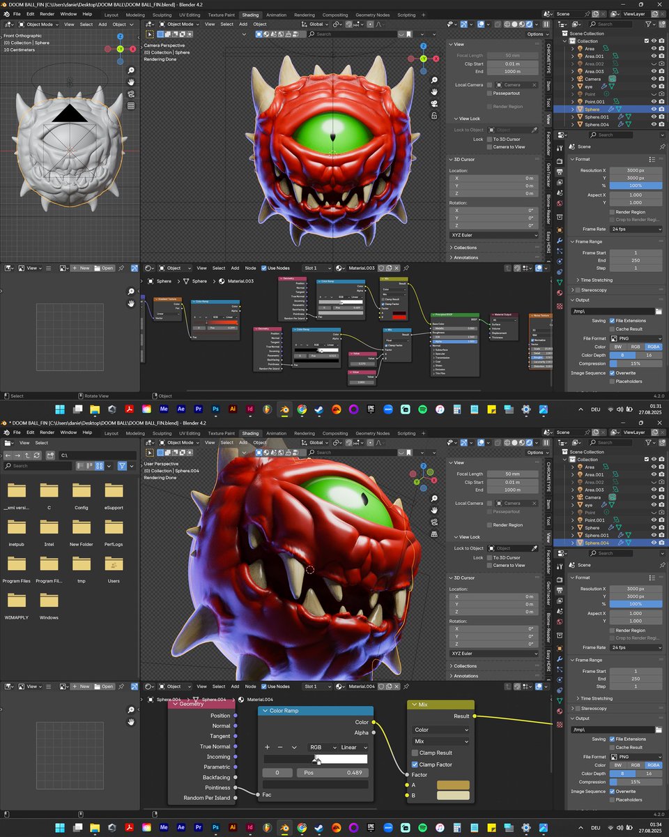 elvogto's tweet image. I was playing DOOM and got inspired to model my own little Cacodemon 👹 
.
#cacodemon #doom #elvogto