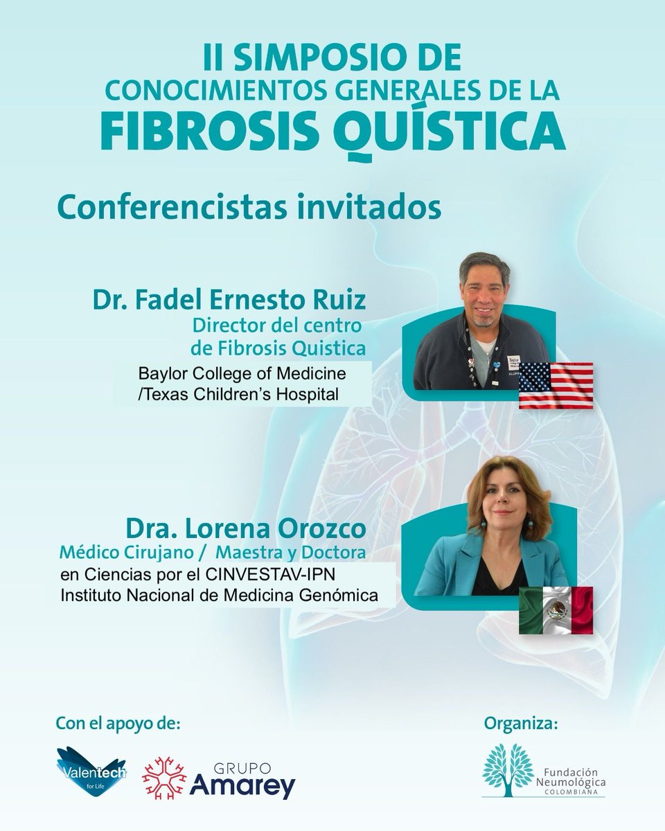 Los invitamos al evento online: II Simposio de Conocimientos Generales de la Fibrosis Quística, que se llevará a cabo en Bogotá-Colombia, en donde la Dra. Lorena Orozco es conferencista invitada.
