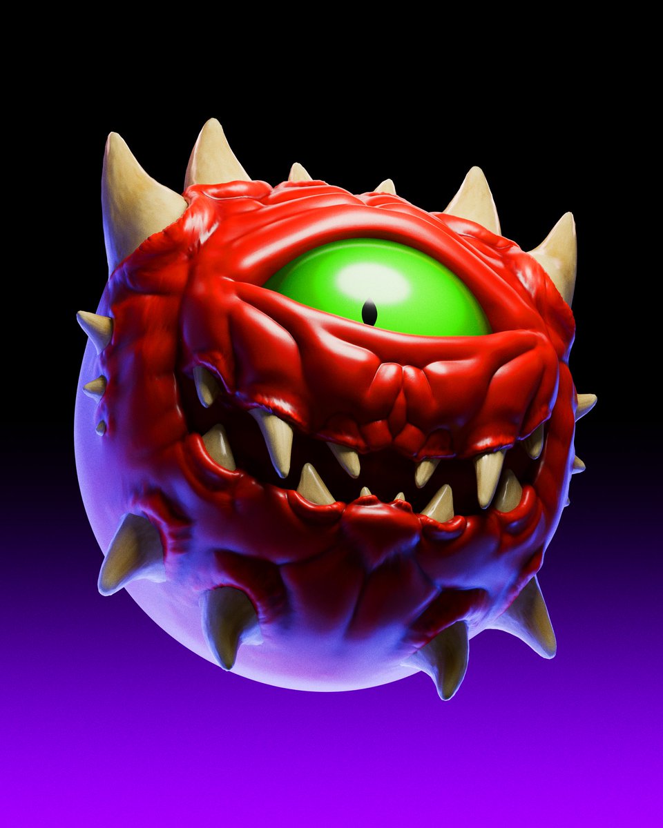 elvogto's tweet image. @rodeodotclub 

I was playing DOOM and got inspired to model my own little Cacodemon 👹 
.
#cacodemon #doom #elvogto