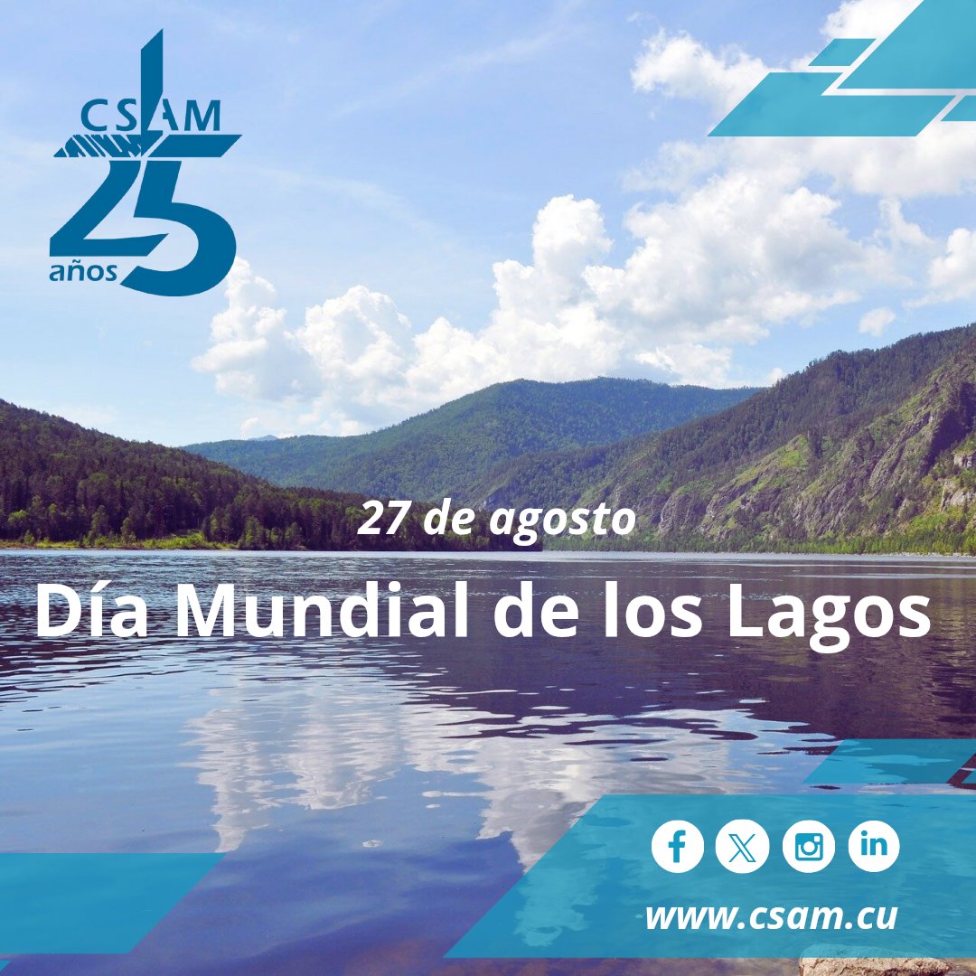 ✅¡Feliz Día Mundial de los Lagos‼️

🤔¿Qué acciones crees que podemos tomar para preservar nuestros lagos? 🤔

📲¡Déjanos tu idea en los comentarios!  
. 
.
.
#DíaMundialDeLosLagos #Lagos #Cumplimos25 #25deCompromiso #25XlaSostenibilidad #25XlaCalidad #CSAM #AMACuba #CitmaCuba