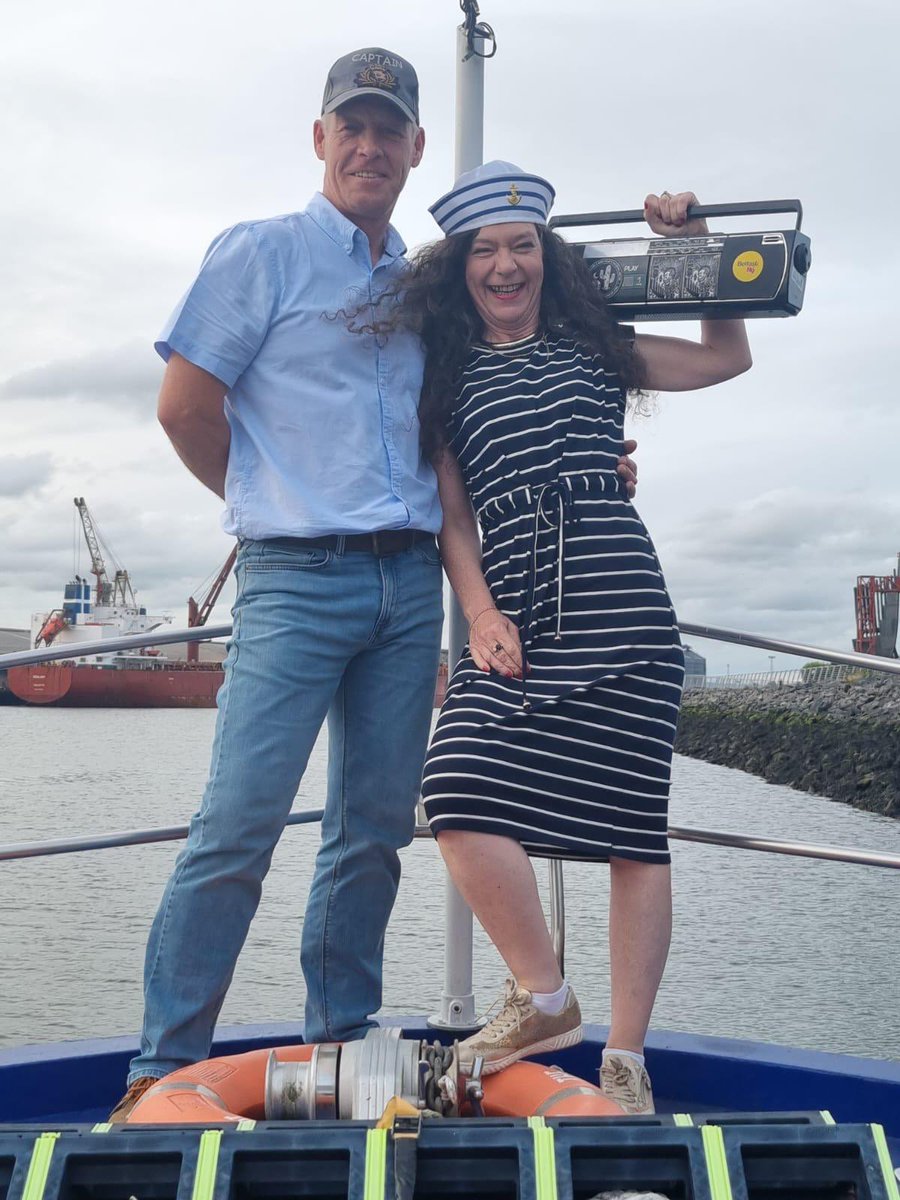 ALL ABOARD! 
Lady of the Lagan Captain, Alan Gilfillan &amp; Belfast 89 DJ Lisa Flavelle in final call for tickets for Belfast 89’s Rock The Boat Disco Party this Friday Night. Departing Donegall Quay 6.30pm &amp; 8.30pm disco sailings available. 
Eventbrite &amp; belfast89.com