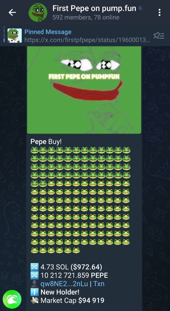 People are buying in with 1000s at this market cap because they know that the OG #Pumpfun $PEPE is the Pepe on Solana that people have been waiting for for 2 years.

First Pepe on Pumpfun CA:

AGF2AW8nosA9rDxgfkHpqN5tTxoqBPreS5MqhRxxzg6i

#PEPE $TROLL $WOJAK #PepeOnSolana
