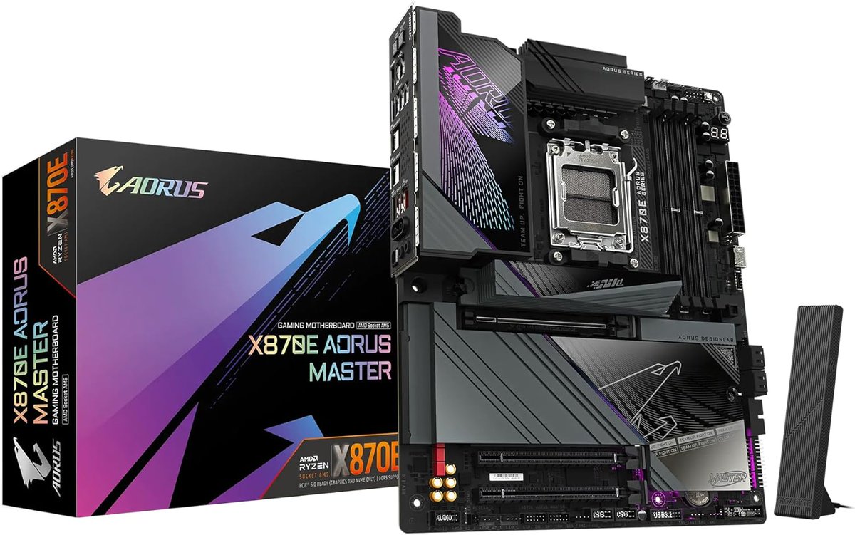 DaPoets's tweet image. The Gigabyte X870E AORUS MASTER Motherboard for AMD AM5 CPUs is feature rich, well built, and full of style! Video Here:
amazon.com/vdp/0f80dc14c9… 
@AORUS_NA #Gamer #PCMR