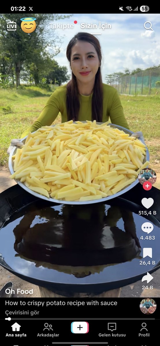 Her gün minimum şu miktarda patates kızartması tüketmek istiyorum