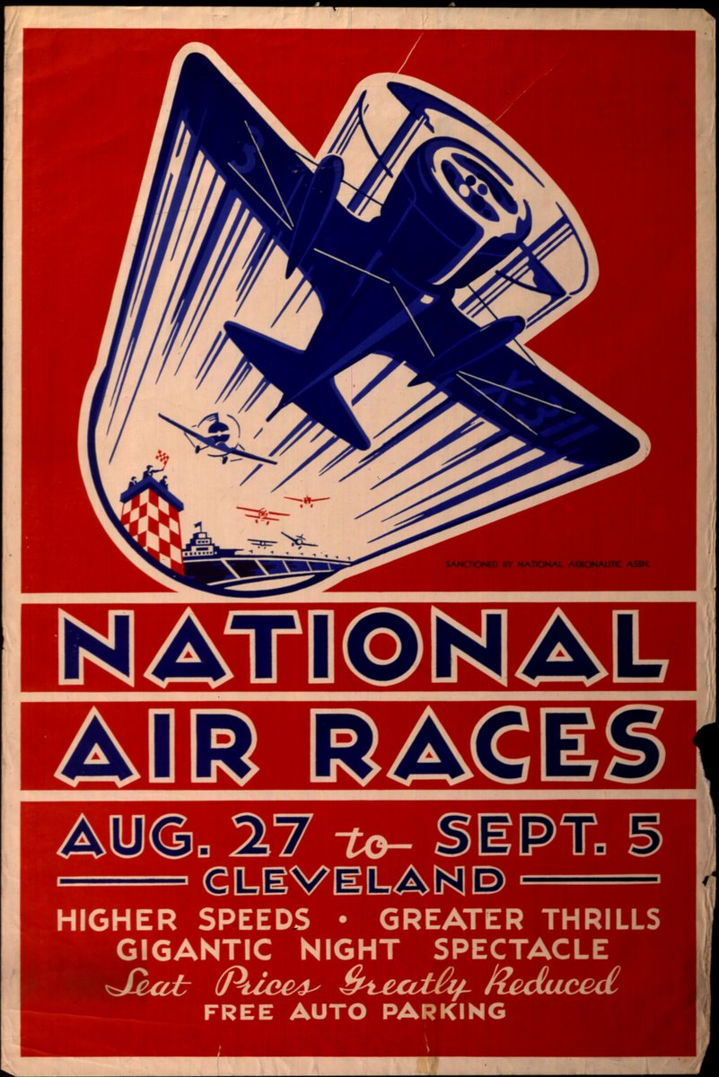 airandspace's tweet photo. On #TDIH in 1932, the National Aeronautic Association's National Air Races began in Cleveland, Ohio. This poster from the event is in our collection. https://t.co/RcVYf6M4K8