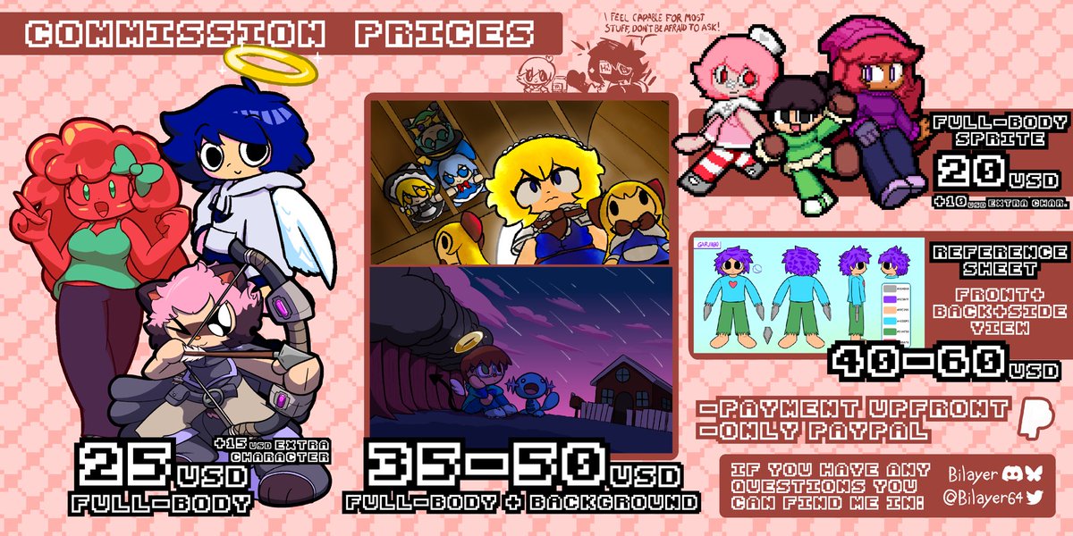Heya, I know I don’t post art here anymore, but if you’re interested to support me and also get a neat artwork piece of your character, c00mms &amp; DMs are open! ‘:}