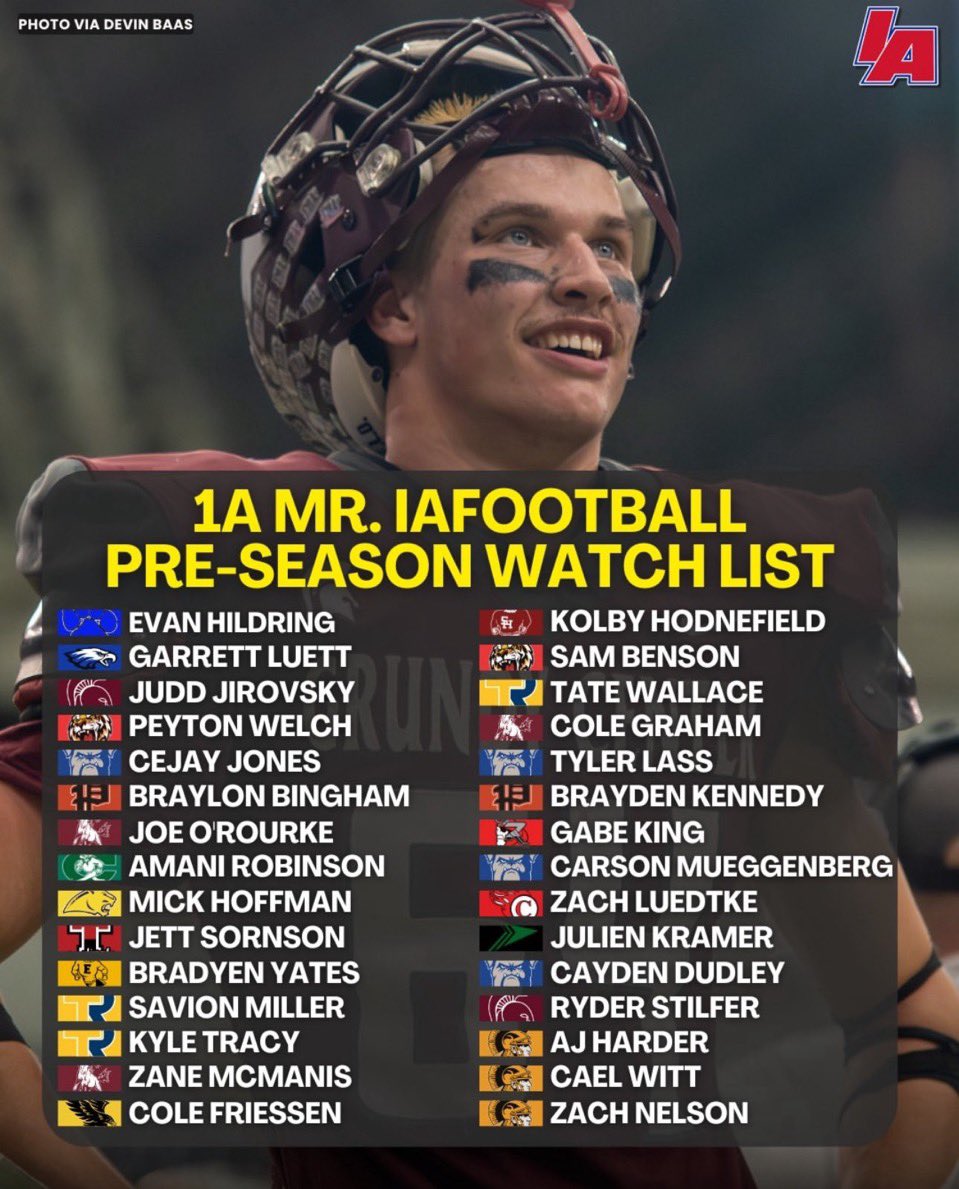 Thankyou to <a href="/IAfootball_/">IAfootball</a> for putting me on the preseason watch list for Mr.IAfootball with 3 of my teammates 
<a href="/tmlloyd67/">Tyler Lloyd</a> <a href="/alex_kirton70/">Alex Kirton</a> <a href="/DudleyCayden/">⭐️Cayden Dudley ‘26</a> <a href="/TylerLass11/">Tyler Lass</a> <a href="/JonesCejay2249/">CeJay Jones</a>