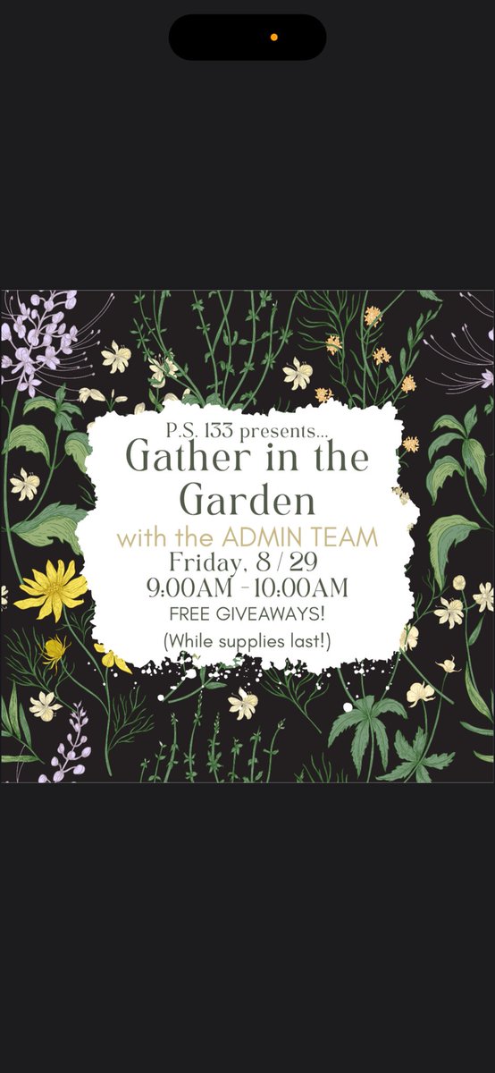 We hope to see you Friday at 9AM in the Reading Garden! Ms. Salazar and Mr. Paolano will be giving out t-shirts, backpacks, and lanyards to students! (While supplies last)