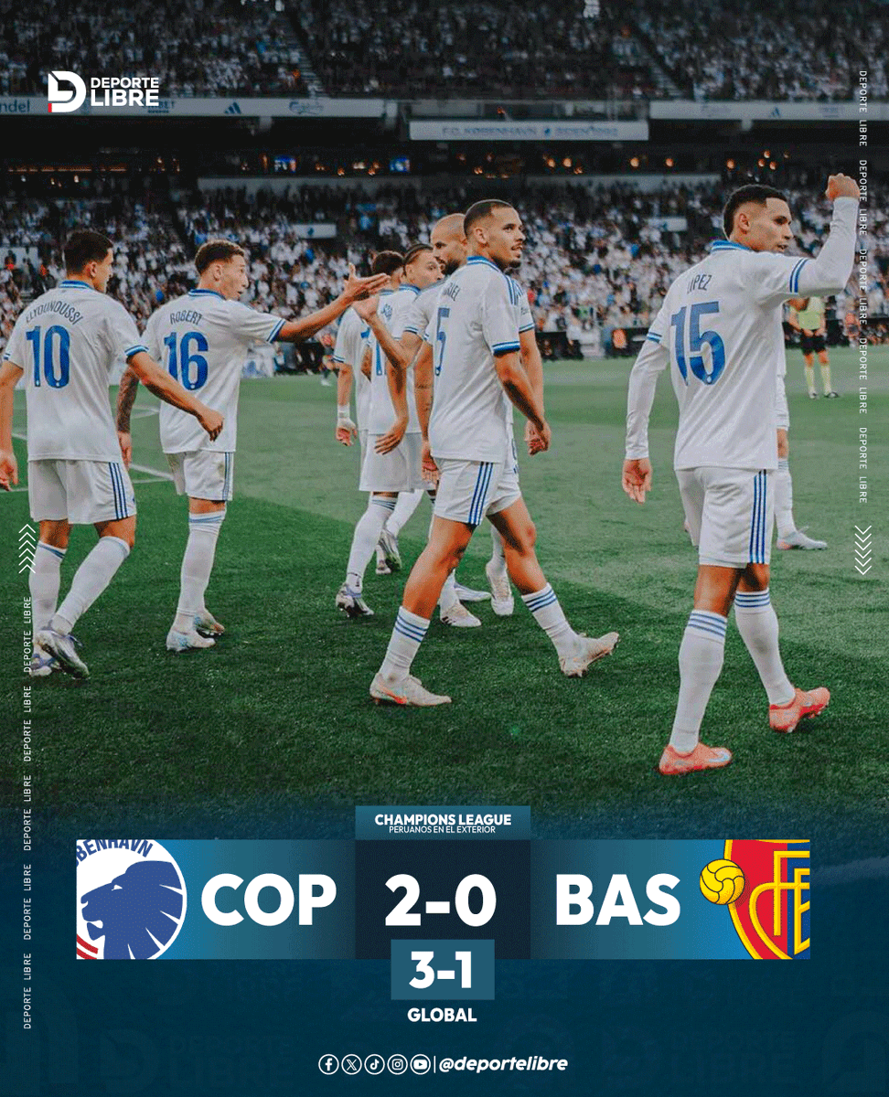 Con Marcos López 🇵🇪 como titular, el FC Copenhague 🇩🇰 venció 3-1 a Basilea 🇨🇭 en el global y clasificó a la Fase Liga de la UEFA Champions League.

Estadísticas de Marcos López:
⏱ 90' Minutos jugados
👟 70 Toques de balón
🎯 79% de Precisión 37/47
💥 Duelos ganados 7/10
📈 7.7