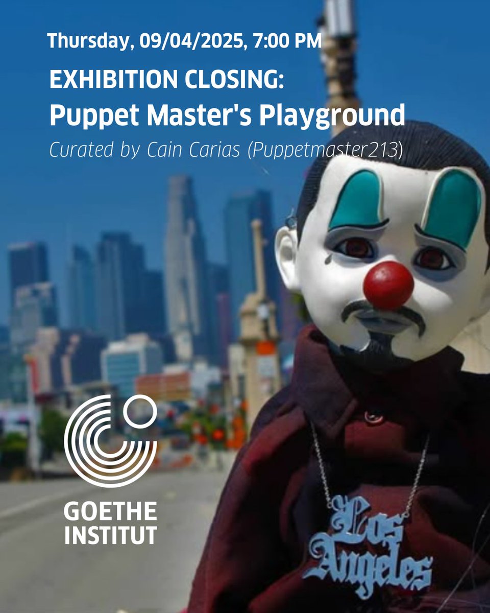 Thu, 09.04.2025, 7-9:30 PM
EXHIBITION CLOSING: 
PUPPET MASTER'S PLAYGROUND
Join us for the closing reception of PUPPET MASTER'S PLAYGROUND. Celebrate all things Puppetmaster213 + El Triste + La Smiley as we bid farewell to our new friends in style, w/ music, performances, art.
