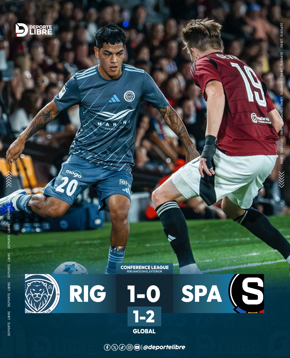 Con Joao Grimaldo 🇵🇪 hasta el minuto 78, Riga FC 🇱🇻 venció 1-0 a Sparta Praga 🇨🇿 en la vuelta de los play-offs de la UEFA Conference League 🏆🇪🇺, pero quedó eliminado al perder 1-2 en el global.

#JoaoGrimaldo #SeleccionPeruana #UEFAConferenceLeague #PeruanosEnElExterior #RigaFC