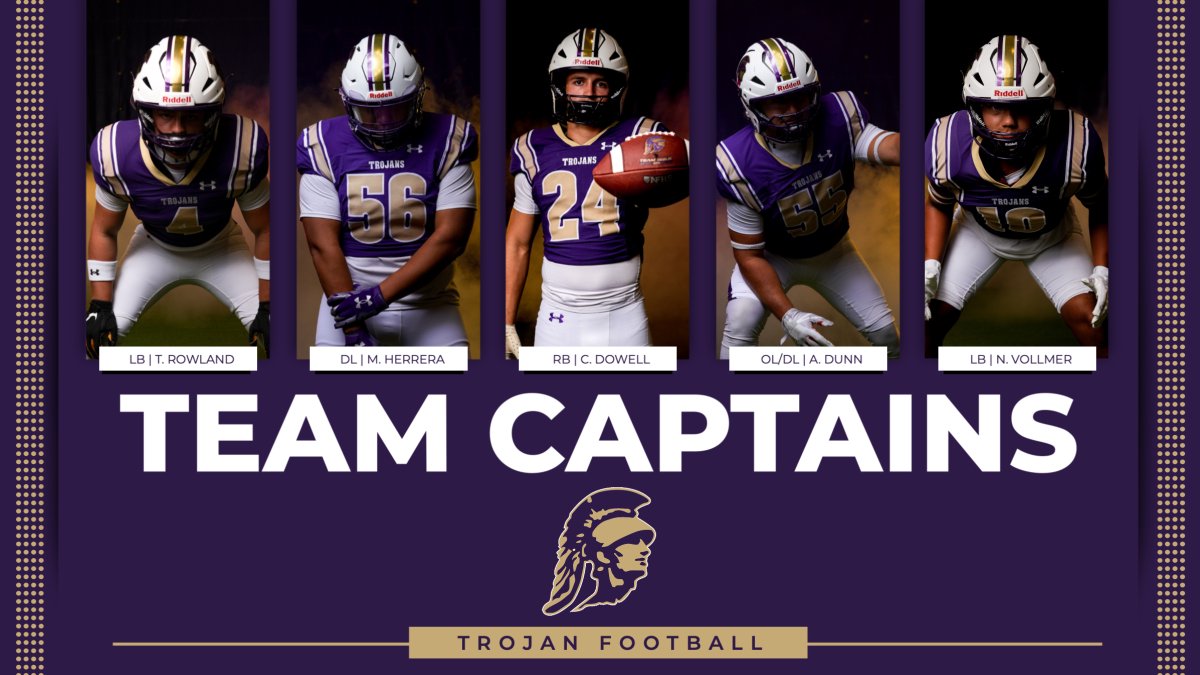 Troy Buchanan Football (@tbhs_football) on Twitter photo Congratulations to our 2025 Team Captains!
Talan Rowland
Marco Herrera
Carter Dowell
Aiden Dunn
Noah Vollmer
#GoldStandard Congratulations to our 2025 Team Captains!
Talan Rowland
Marco Herrera
Carter Dowell
Aiden Dunn
Noah Vollmer
#GoldStandard
