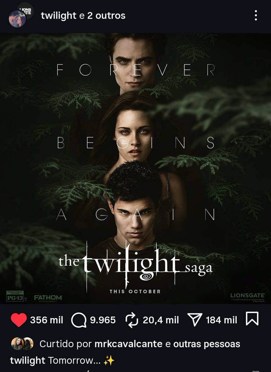 intothe_sun_'s tweet photo. Amanhã vem aí alguma coisa, espero que não seja um anúncio de que os filmes vão ser reexibidos no cinema https://t.co/KYOpqub7wE