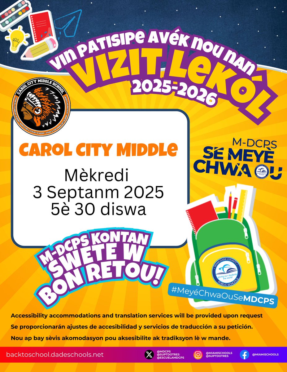 We can’t wait to see you at our Open House!
Please join us on Wednesday, September 3rd at 5:30 PM. This is a great opportunity to meet our teachers, learn about the curriculum, and see what’s new at our school.
We look forward to seeing you there!
#YourBestChoiceMDCPS