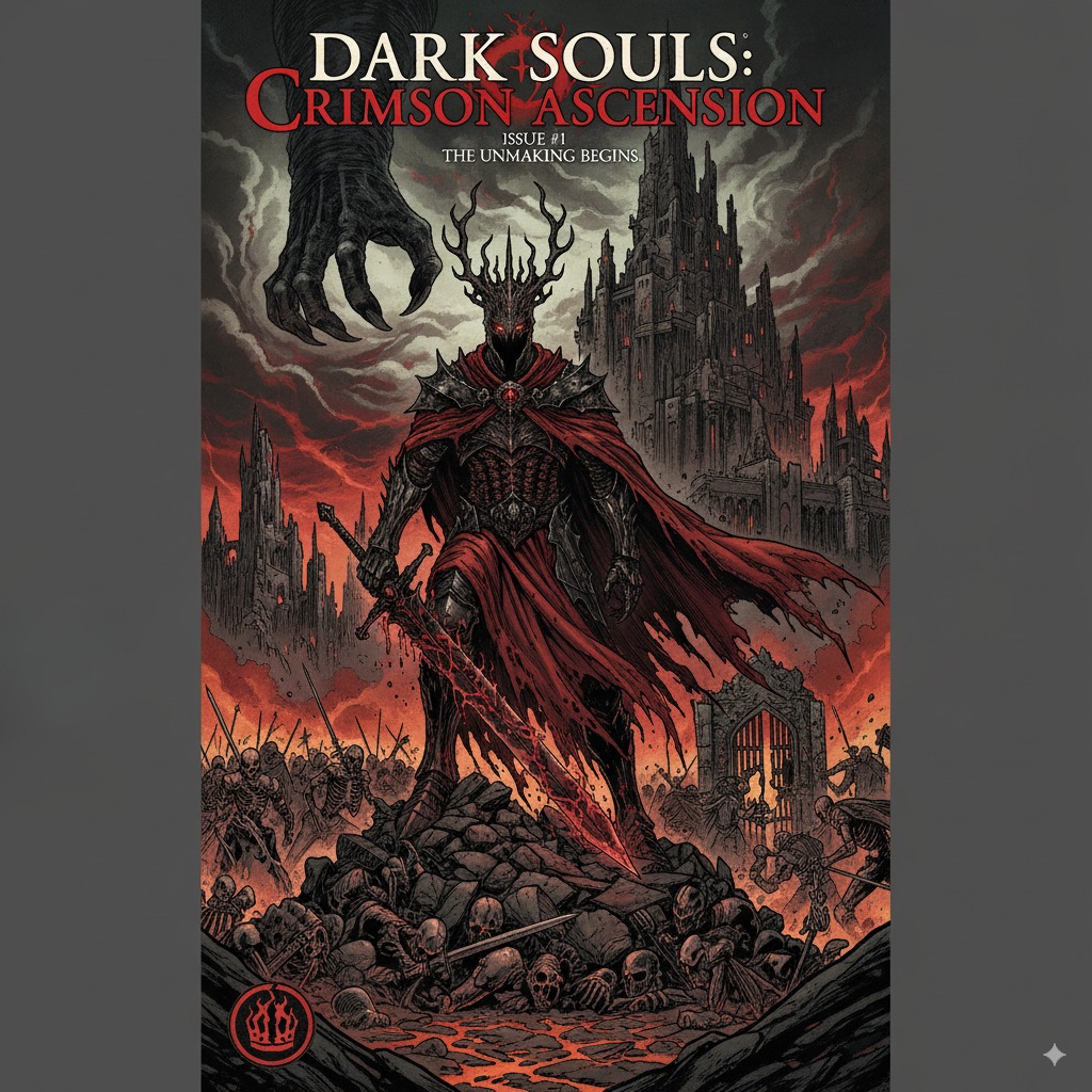Soulsync777's tweet image. More creations with nano banana 🍌
Dark souls comic covers