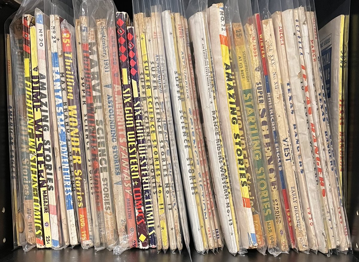 StuartKells's tweet photo. Pulp magazines shelfie #AmazingStories #SuperScience https://t.co/Dilx2XiCeT