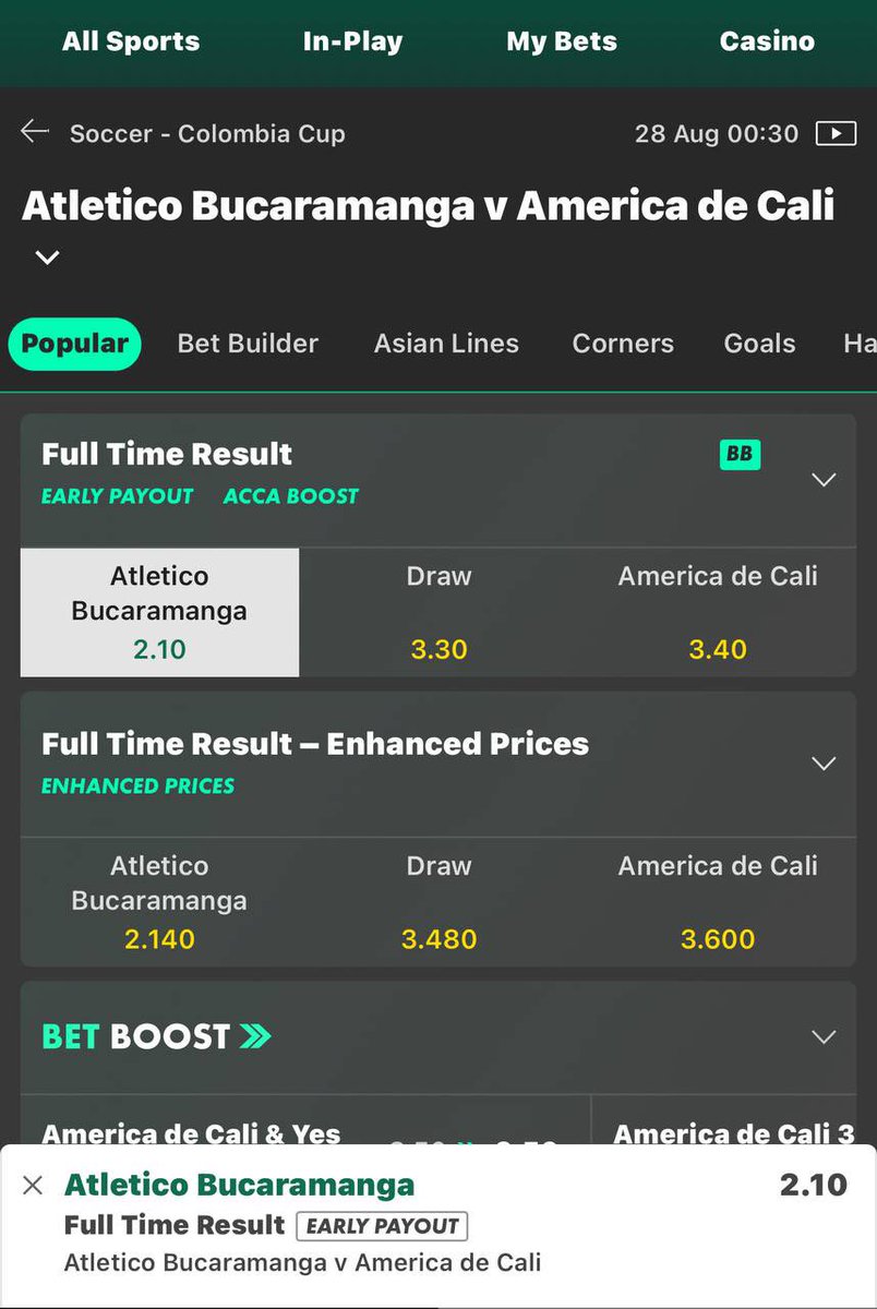 FREE BET TIPS !!

HOME WIN FULL TIME ========

[2.10] ODDS 🇨🇴

#sportbetting #Gamblingcommunity #parlay #SportsBettingX #SportsGambling