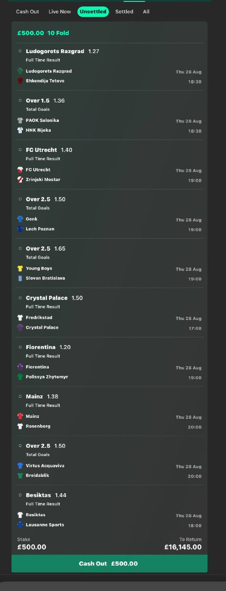 £500 INTO £16,145.00💷😍

MIDWEEK LONG-SHOT ACCA🟨🟨 ⚽️

IF THIS WINS I WILL GIVE £1,000 TO 2 PEOPLE WHO ❤️AND RETWEET THIS POST.

BRING IT ON🤌
