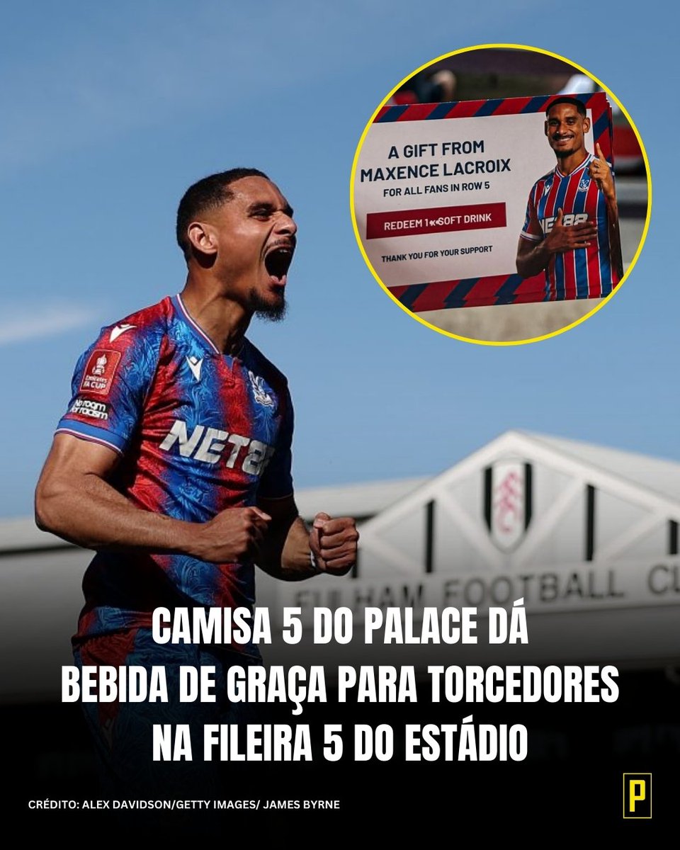 Maxence Lacroix decidiu começar a relação com a torcida do Crystal Palace nessa temporada com o pé direito.

Em seu primeiro jogo no Selhurst Park em 2025/26, no último fim de semana, o francês ofereceu um vale-bebida de graça a todos os torcedores que sentaram na quinta fileira
