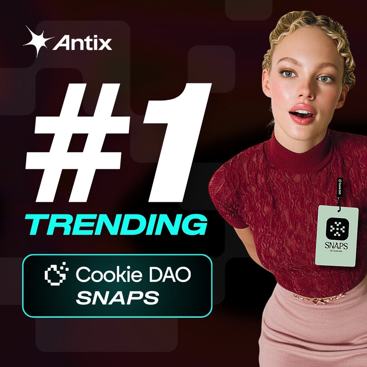 DYOR 自己做研究 🔸 (@dyorking) on Twitter photo The future of digital twins is here and it’s supercharged by <a href="/aige_in/">AIGE by Antix</a> and finally, <a href="/antix_in/">Antix.in</a> is getting the recognition it deserves. Most promising PRE TGE on <a href="/cookiedotfun/">Cookie DAO 🍪</a>
In just one week since the <a href="/cookiedotfun/">Cookie DAO 🍪</a> x @Antix_in Snaps campaign launched, the results speak for The future of digital twins is here and it’s supercharged by <a href="/aige_in/">AIGE by Antix</a> and finally, <a href="/antix_in/">Antix.in</a> is getting the recognition it deserves. Most promising PRE TGE on <a href="/cookiedotfun/">Cookie DAO 🍪</a>
In just one week since the <a href="/cookiedotfun/">Cookie DAO 🍪</a> x @Antix_in Snaps campaign launched, the results speak for