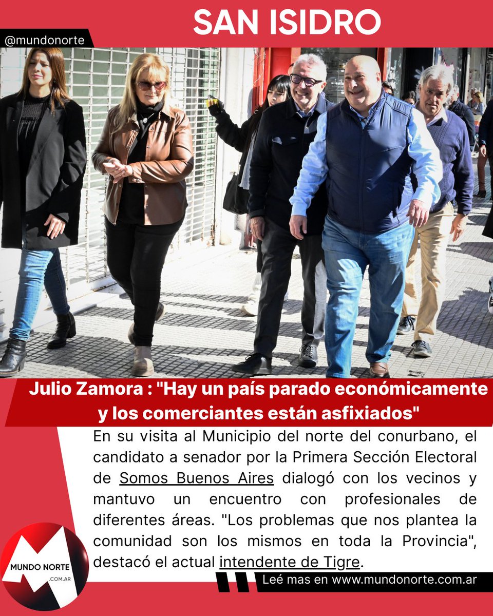 Julio Zamora en San Isidro: "Hay un país parado económicamente y los comerciantes están asfixiados"
mundonorte.com.ar/2025/08/julio-…

#sanisidro #JulioZamora #SomosBuenosAires #CarlosCastellano #Elecciones2025 #mundonorte