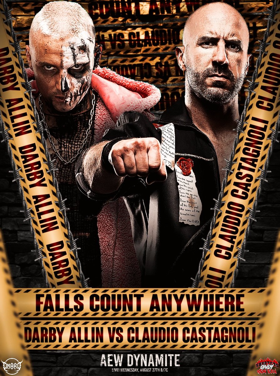Wednesday Night #AEWDynamite
LIVE TONIGHT!

Falls Count Anywhere
<a href="/DarbyAllin/">DARBY ALLIN</a> vs <a href="/ClaudioCSRO/">Swiss</a>

#AEW #DarbyAllin #ClaudioCastagnoli #GraphicDesigner 

🎨 By: Me