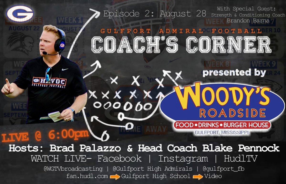 Gulfport Football (@gulfport_fb) on Twitter photo Join us or tune in tomorrow night! We’ll be joined by special guest, <a href="/brandon_barna/">brandon barna</a>.
#Hooyah | #OneGPT | #ATL ⚓️⛓️🟦🟧 Join us or tune in tomorrow night! We’ll be joined by special guest, <a href="/brandon_barna/">brandon barna</a>.
#Hooyah | #OneGPT | #ATL ⚓️⛓️🟦🟧