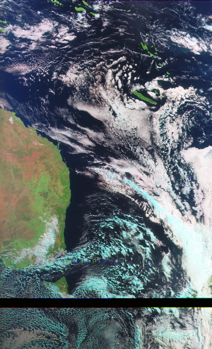 #MeteorMN2_3 (22:21UTC) 8:21am 28 Aug AEST
#Satdump, #QFH, #Nooelec Noaa, #RTLSDR
#weather #LRPT #Satellite #Australia #NewZealand