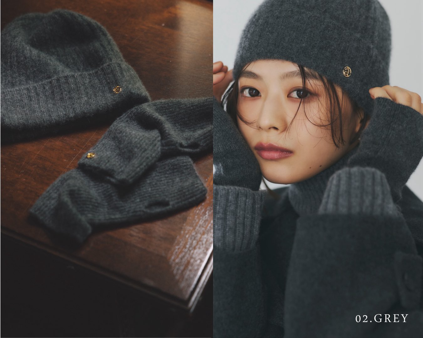 anuans ノベルティ ニット帽&アームウォーマー brown ánuans