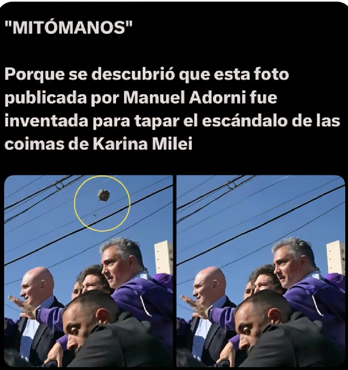 <a href="/madorni/">Manuel Adorni</a> Ya se descubrió que eso es un FAKE esa parece la roca movería de Tandil por lo grande 😅
Ya podés borrar el Post pq sos poco creíble...
FIN