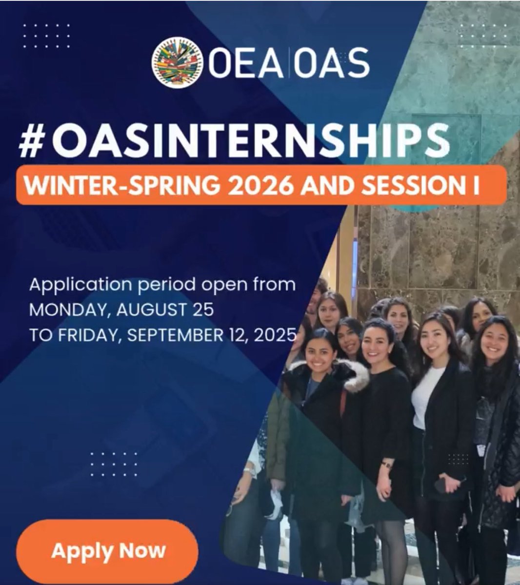 Les dejo información sobre pasantías en la OEA / oas.org/es/saf/drh/pas…