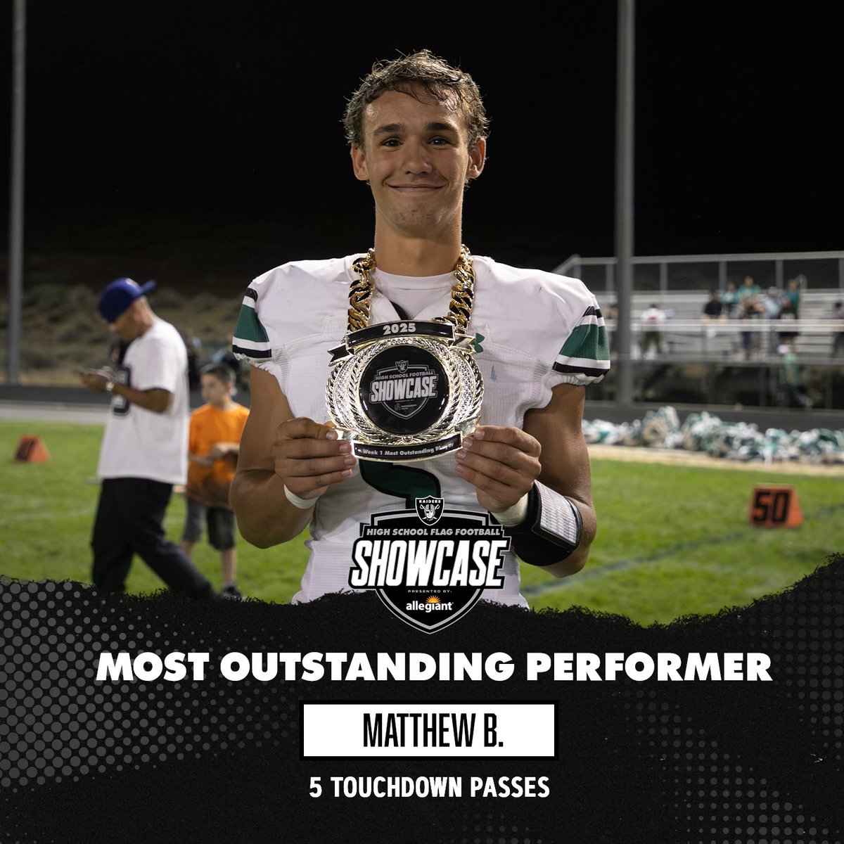 As football season gets into full swing, we visited Reno to hype up the Churchill County and North Valleys football teams in our most recent High School Football Showcase.

The Most Outstanding Player of the game, Matthew B. threw for 5 touchdowns as Churchill County took down