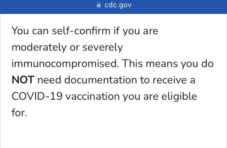 <a href="/Truth_in_Number/">Truth In Numbers</a> It’s right here on the CDC page. You do not have to disclose any conditions. You just state that your doctor recommends the vaccine and you’re making this choice under shared clinical decision making. cdc.gov/covid/vaccines…