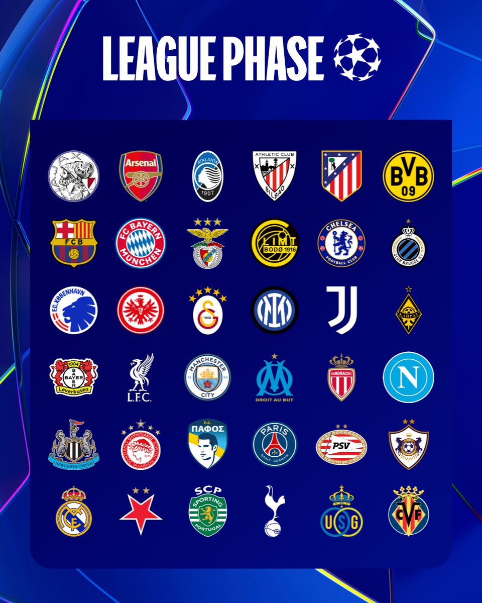 🆕 2025/26 league phase line-up!

#UCLdraw | #UCL