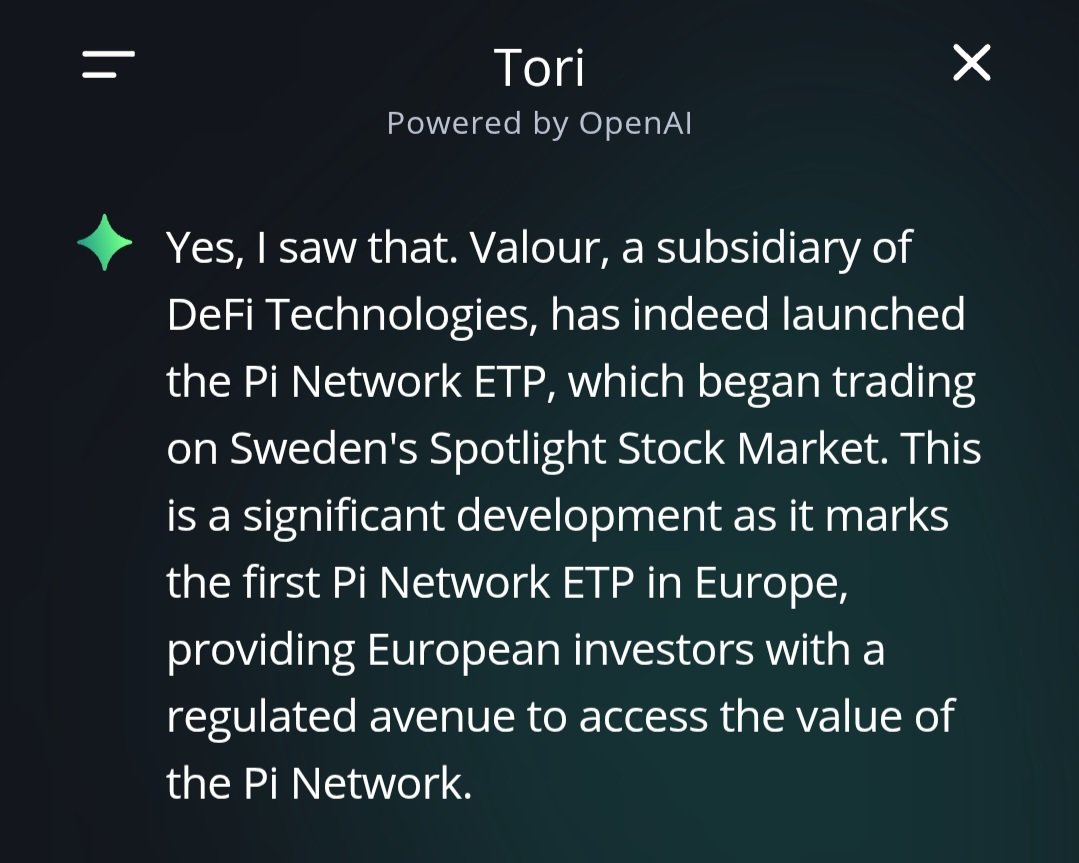 blue_explorer69's tweet photo. Tori knows about Pi Network... 🙂🤝🇸🇪💥👏
@ValourFunds @eToro @PiCoreTeam @__Spotlight___ https://t.co/9DJ028uDbJ