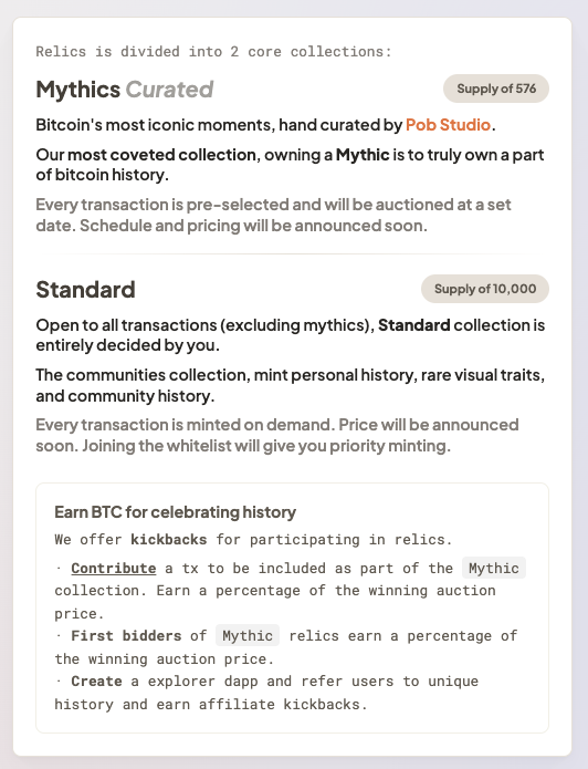 prrfbeauty's tweet photo. We are closing in on minting, so heres the minting deets.

Two collections: Mythics and Standard.

Mythics: GOAT history. History that defines the crypto generation. Hand curated by us. Auctioned off over time.

Standard: Open grabs. Mint any tx you want as long you are first. https://t.co/FMUvrvBQF6