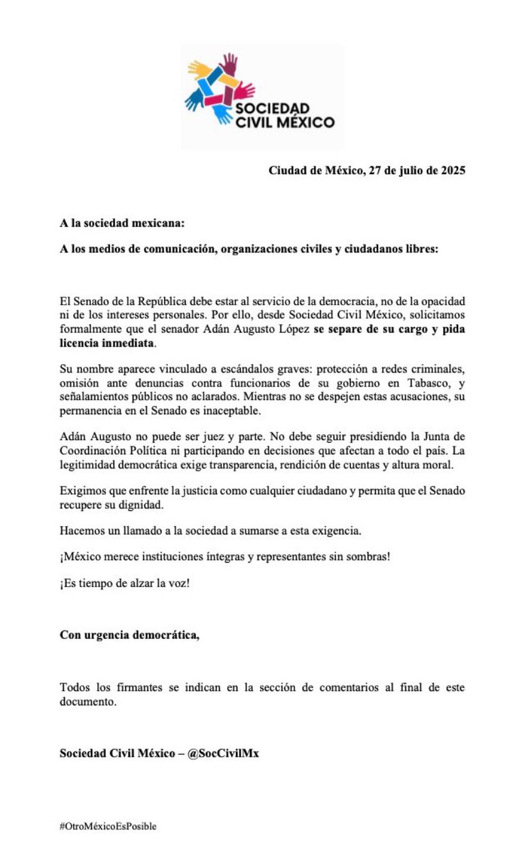 Que mal que se pelearon en el Senado, pero no olvidemos que estamos exigiendo que el senador Adán Augusto deje el cargo por sus claros vínculos con el grupo criminal La Barredora.

Este si es motivo para desaforarlo, que voluntariamente deje del cargo o que su grupo político lo