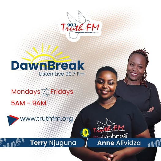 "Always giving thanks to God the Father for everything, in the name of our Lord Jesus Christ." (Ephesians 5:20).
Join <a href="/terryseih/">terry seih</a> and <a href="/annealividza/">Anne Alividza</a>  on #DawnBreak #TheBreakfastVoiceOfTheCity #TurnBackThursday
CALL/WHATSAPP 0727907907. Stream Live on truthfm.org.