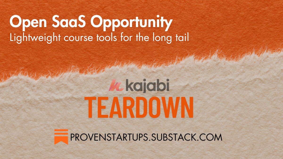 provenstartups's tweet photo. Kajabi went upmarket. $149/mo. Funnels everywhere. Bloat.

But millions of side-hustle educators just need:
Upload → Price → Publish.

Here’s the indie SaaS waiting to be built https://t.co/tDe3rRKrIZ