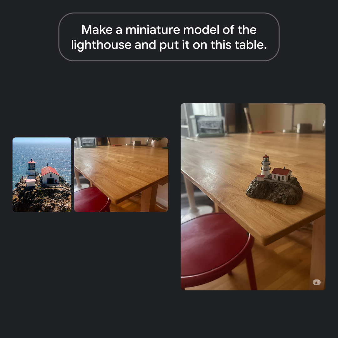 GeminiApp's tweet image. This + That + Gemini = Magic
Gemini now lets you upload multiple pictures and combine them into one image.
Just upload your pics and prompt to combine them. You can get specific about what to change, or let Gemini do its thing.
Share your creations in the replies 👇