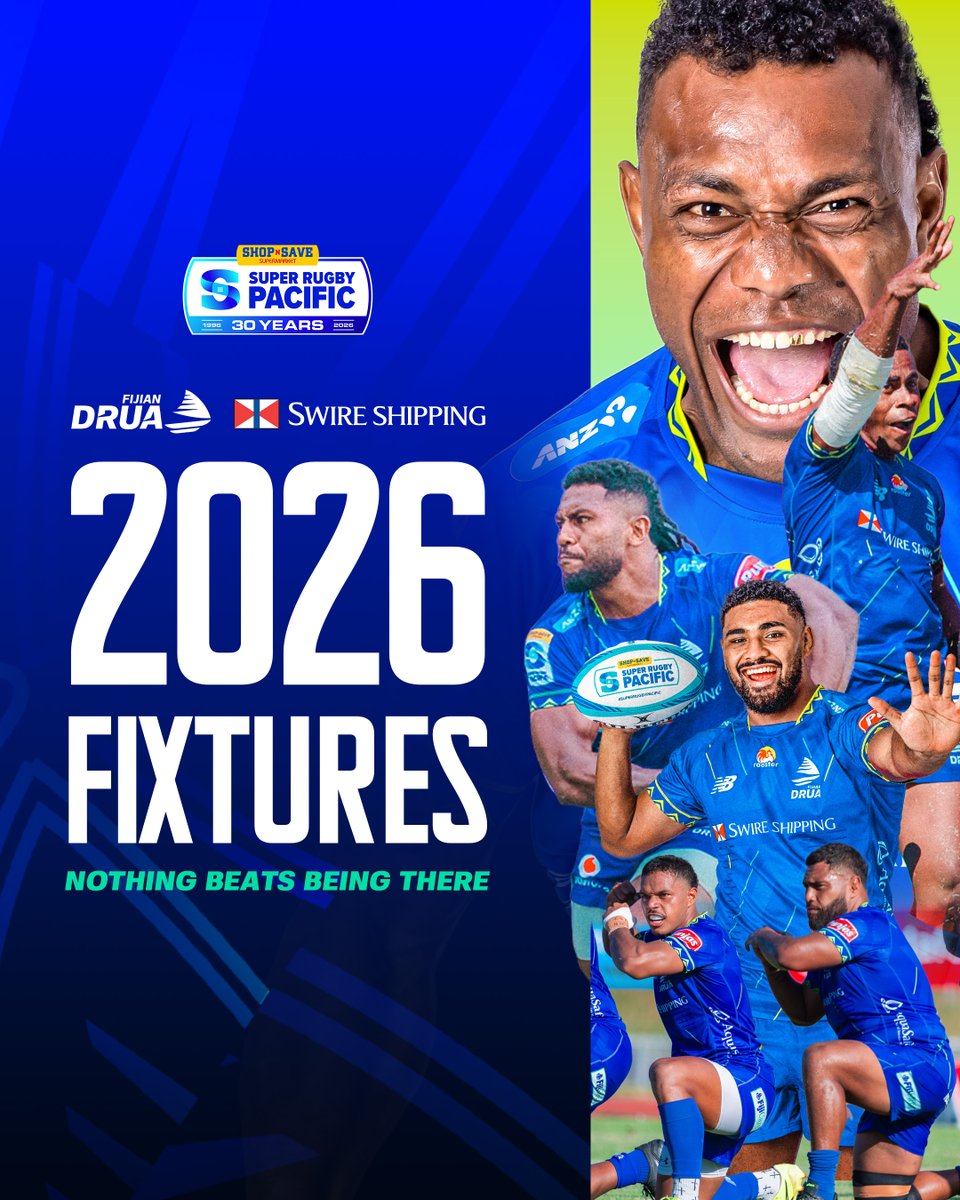 Fijian_Drua's tweet photo. Ba Toh Ba Hai!

👉🏿2026 Super Schedule Out Now!

Read: https://t.co/2aJX5VR0xx

#TosoDrua #PacificAusSports